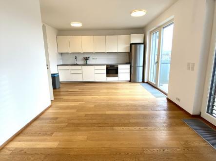 Pronájem moderního bytu 3+kk, 70,5m2, garáž, sklep, balkon, rekuperace - Praha 10